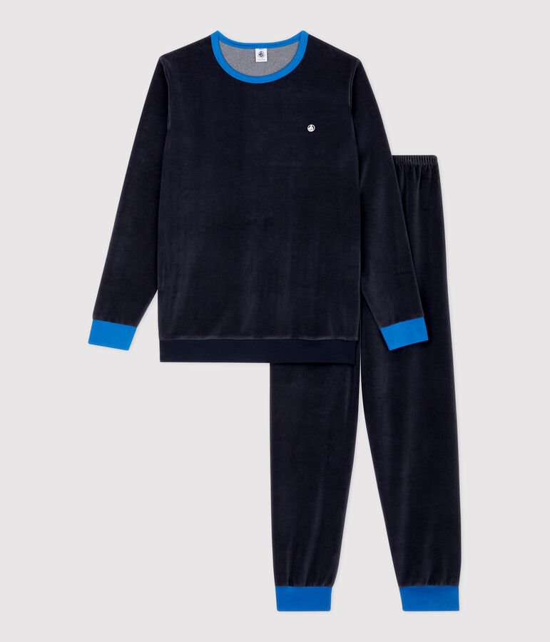 Pigiama blu marine ragazzo in ciniglia blu