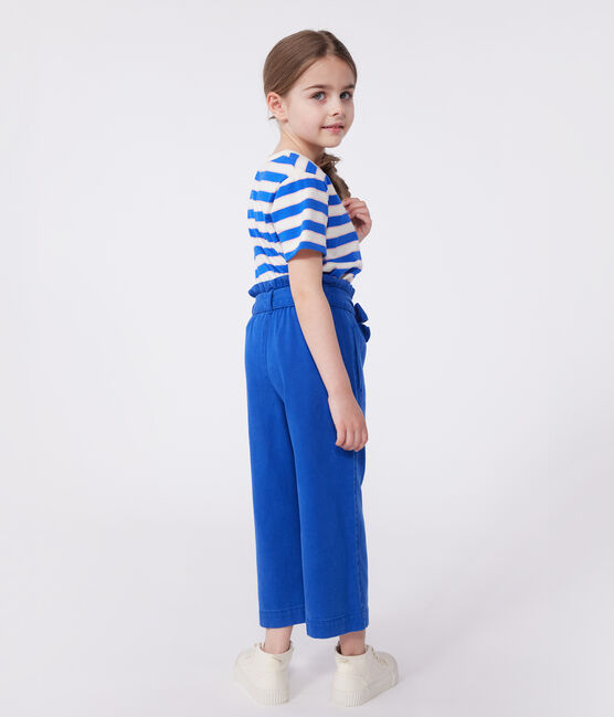 Pantaloni in misto cotone e lyocell bambina. blu SURF