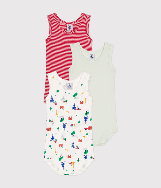 Confezione da 3 body beb&egrave; senza maniche in cotone multicolore