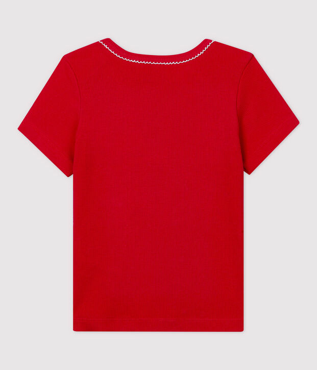T-shirt a maniche corte in cotone bambina rosso