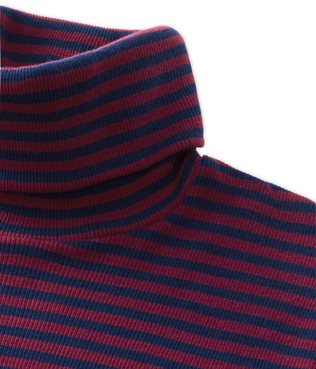 Vestito donna collo alto a righe in cotone ultra light rosso/blu
