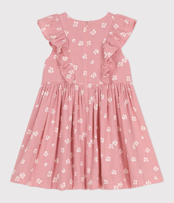 Abito senza maniche in cotone a fiori bambina rosa CHARME/bianco MARSHMALLOW