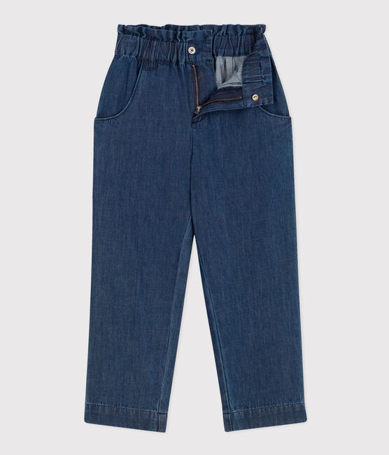 Pantaloni dritti in denim leggero bambina blu DENIM