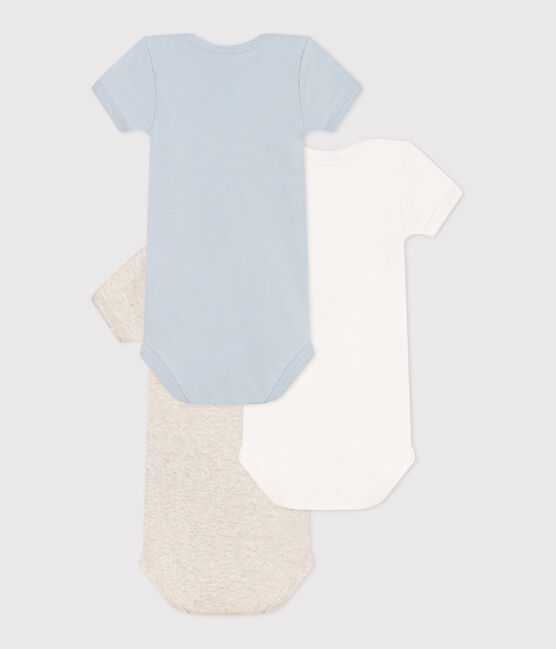 Set 3 body a maniche corte in cotone tinta unita neonato variante 1