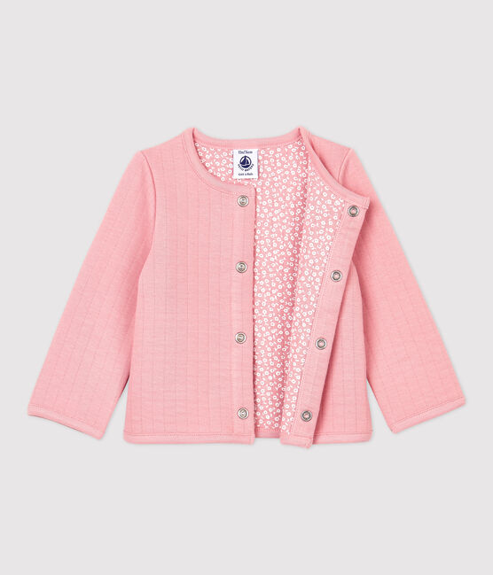 Cardigan bebè in tubique trapuntato. rosa CHARME