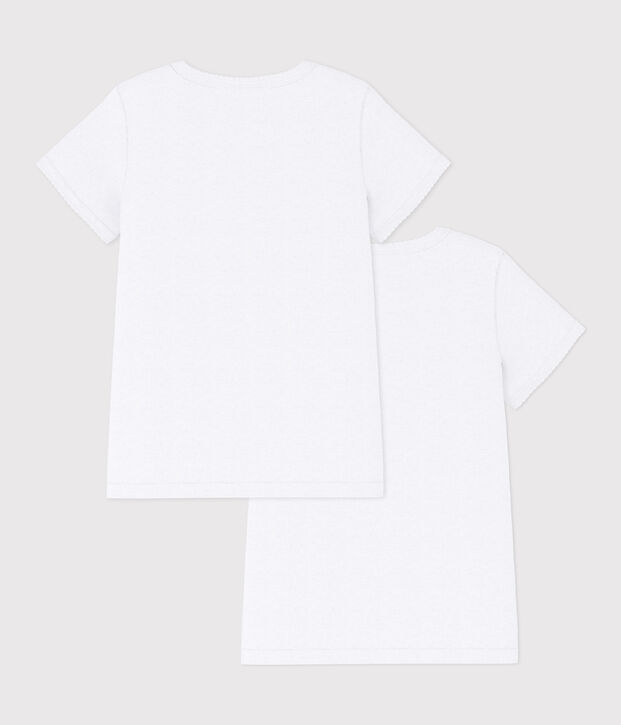 Confezione da 2 t-shirt bianche manica corta bambina multicolore