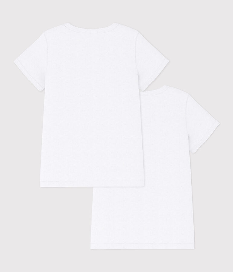Confezione da 2 t-shirt bianche manica corta bambina multicolore