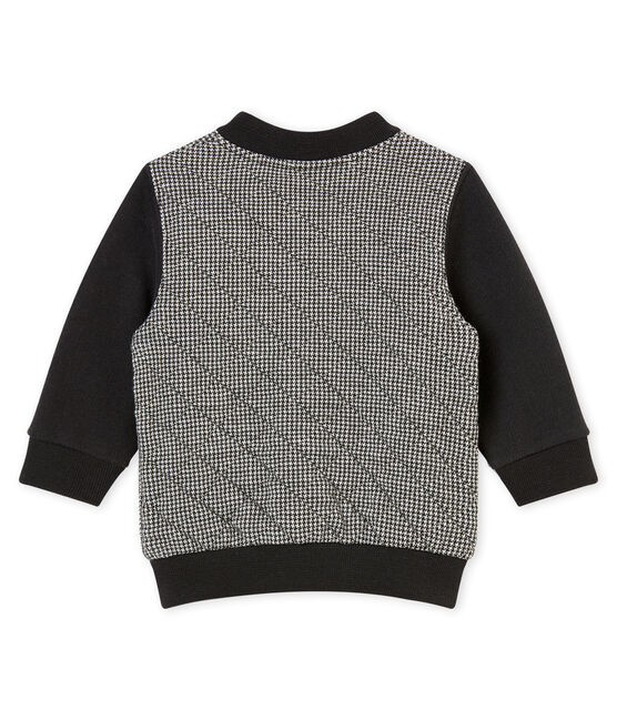 Cardigan per bebé maschio in tubique pied-de-poule grigio CAPECOD/bianco MARSHMALLOW