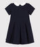 Abito a maniche corte in cotone tinta unita bambina blu SMOKING