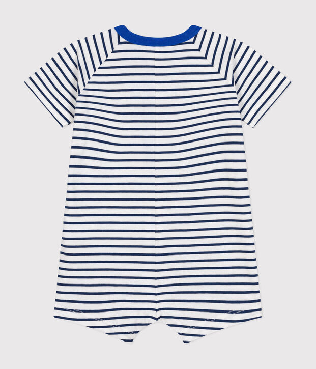 Tutina corta in jersey sottile neonato bianco/blu