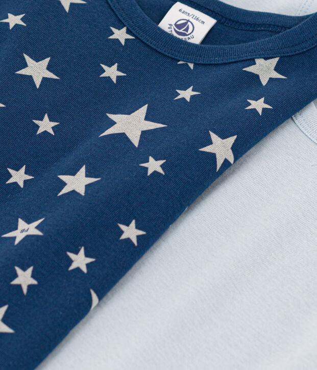 Confezione 2 t-shirt in cotone a maniche lunghe bambino motivo stella multicolore
