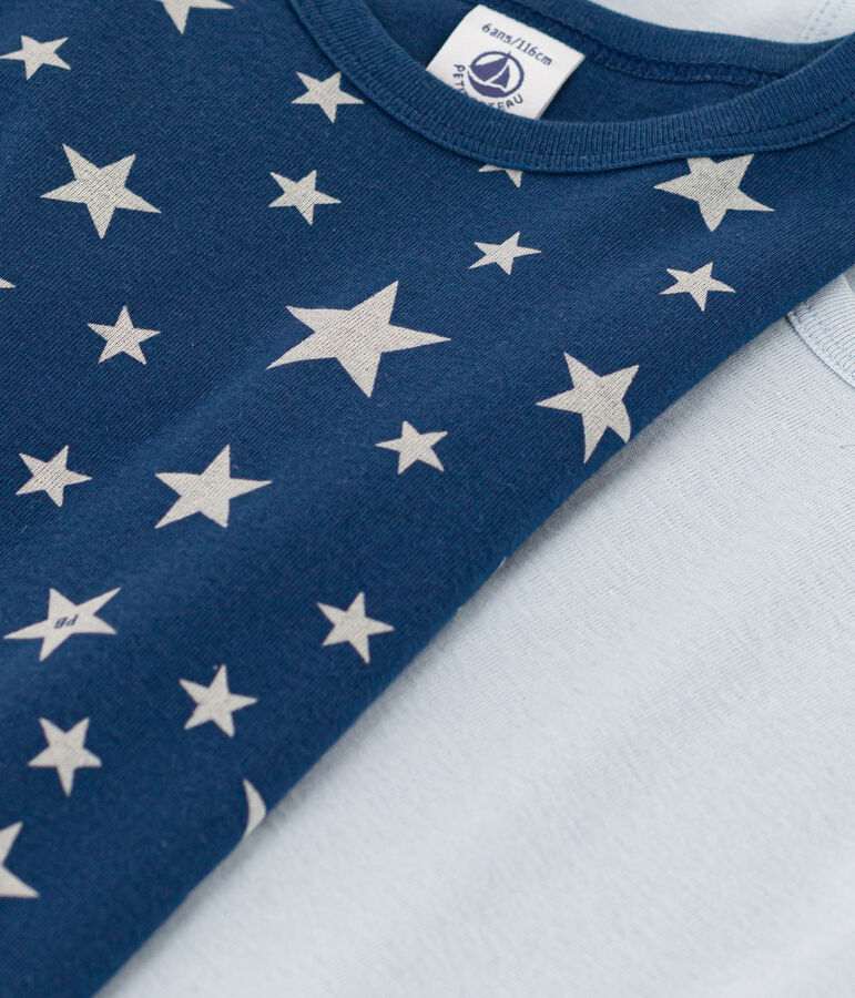 Confezione 2 t-shirt in cotone a maniche lunghe bambino motivo stella multicolore