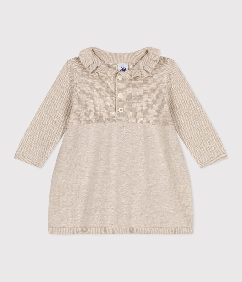 Abito a maniche lunghe in maglia di cotone neonato beige MONTELIMAR CHINE