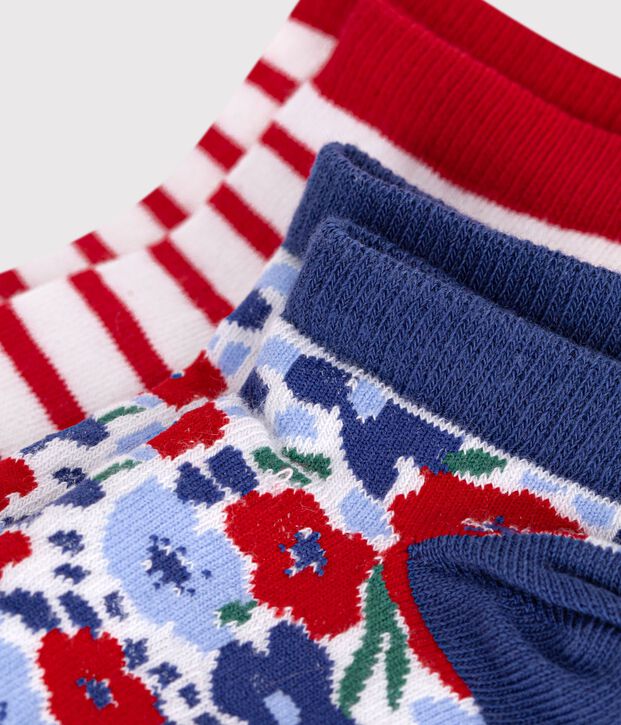 2 paia di calzini in cotone con stampa a fiori bambina multicolore