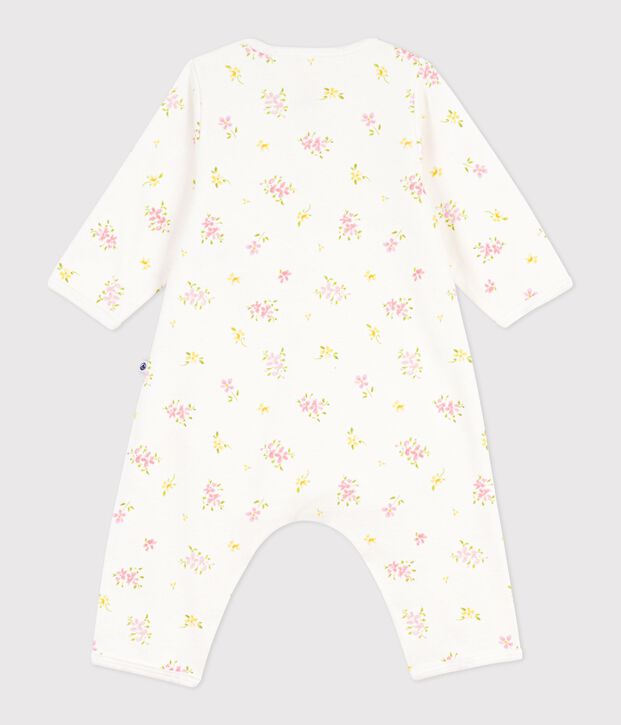 Bodyjama senza piedini in cotone con stampa a fiori neonato bianco/multicolore
