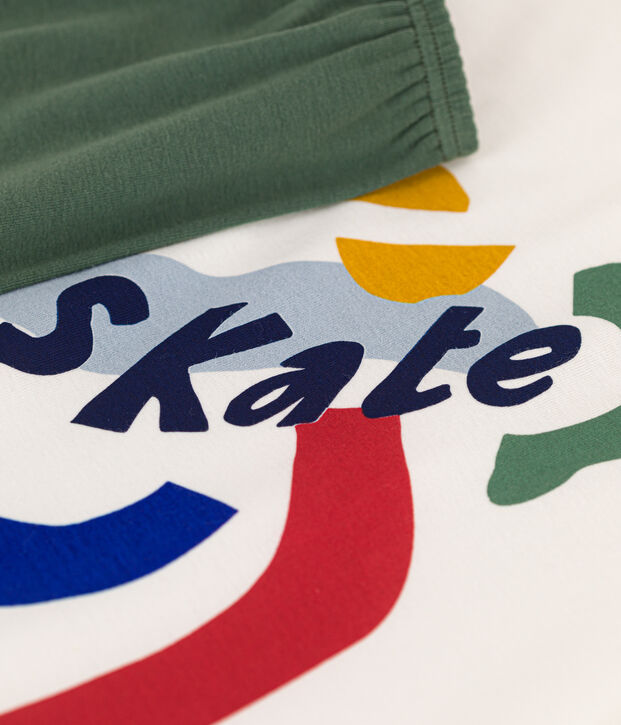 Pigiama bambino corto in cotone tinta unita bianco/multicolore