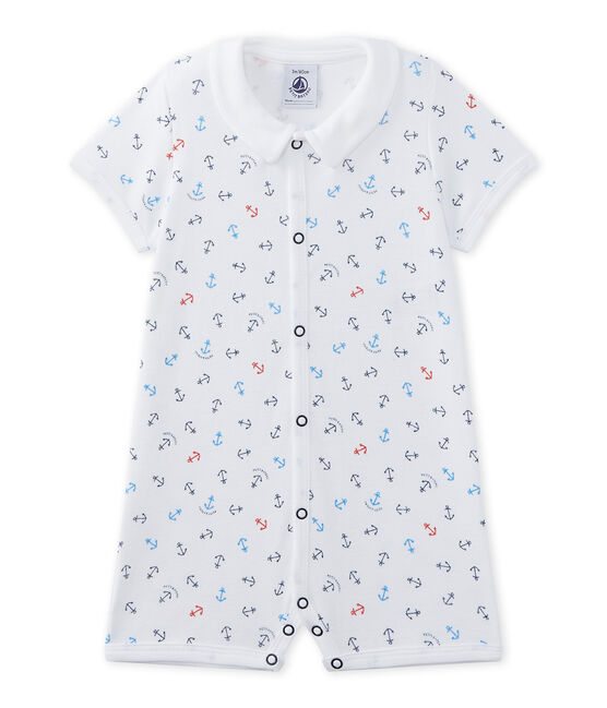 Tutina corta bebè bambino stampata bianco ECUME/bianco MULTICO