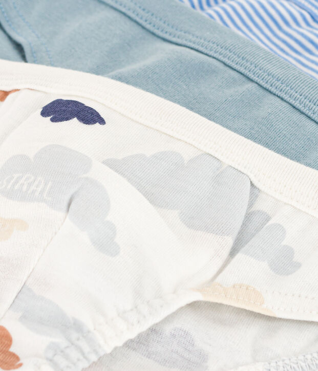 Confezione da 3 slip bambino in cotone con nuvolette multicolore
