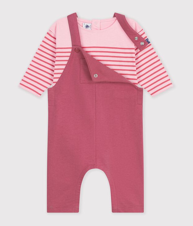 Set regalo con T-shirt e salopette in cotone neonato multicolore