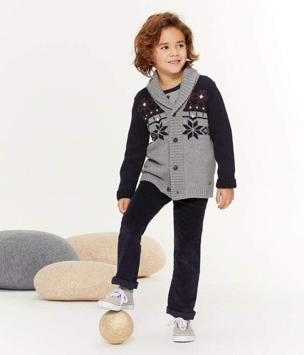 Cardigan tricot bambino grigio/blu/marrone