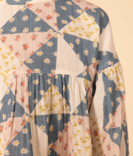 Blusa in garza di cotone bambina rosa SALINE/bianco MULTICO