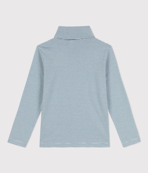 Dolcevita a righe in cotone bambino unisex blu/bianco