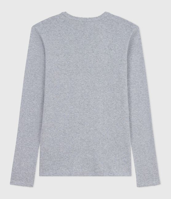 T-shirt L'Iconique a maniche lunghe in cotone con punto cocotte donna grigio FUMEE CHINE