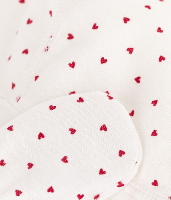 Confezione cuffietta e muffole a cuori in cotone variante 1