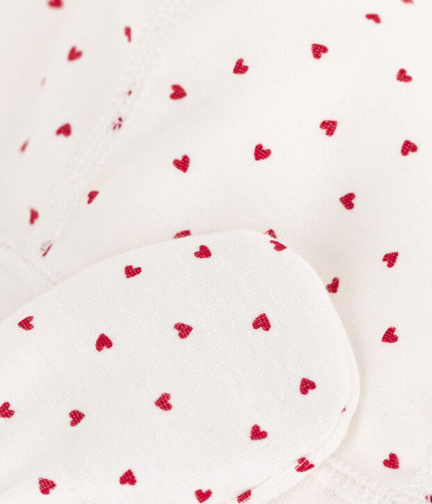 Confezione cuffietta e muffole a cuori in cotone multicolore