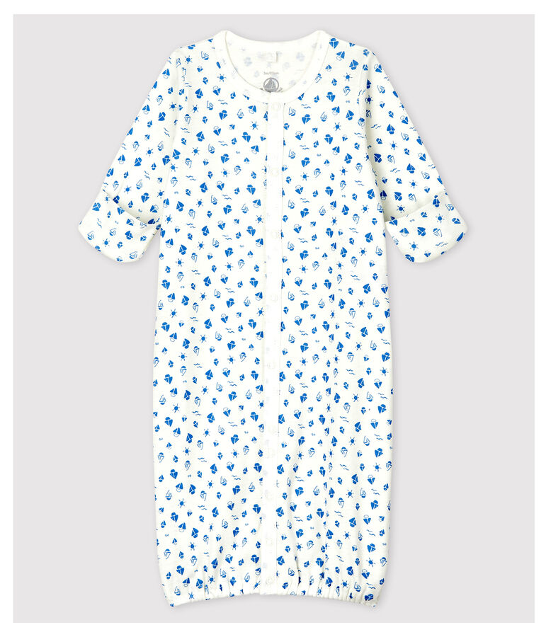 Combisac a stelle beb&egrave; in cotone biologico bianco/grigio