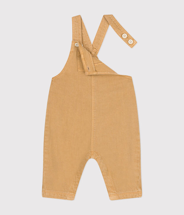 Salopette lunga in denim colorato neonato beige