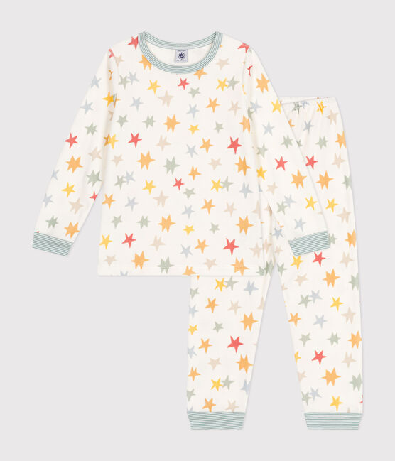 Pigiama bambino in velluto con motivo a stelle bianco MARSHMALLOW/bianco MULTICO