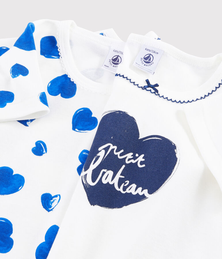 Confezione da 2 t-shirt manica corta cuori bambina multicolore