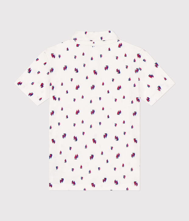 Polo a maniche corte in cotone bambino bianco/multicolore
