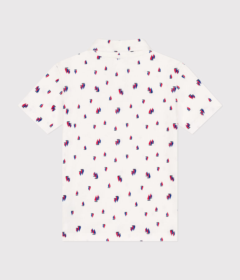 Polo a maniche corte in cotone bambino bianco/multicolore