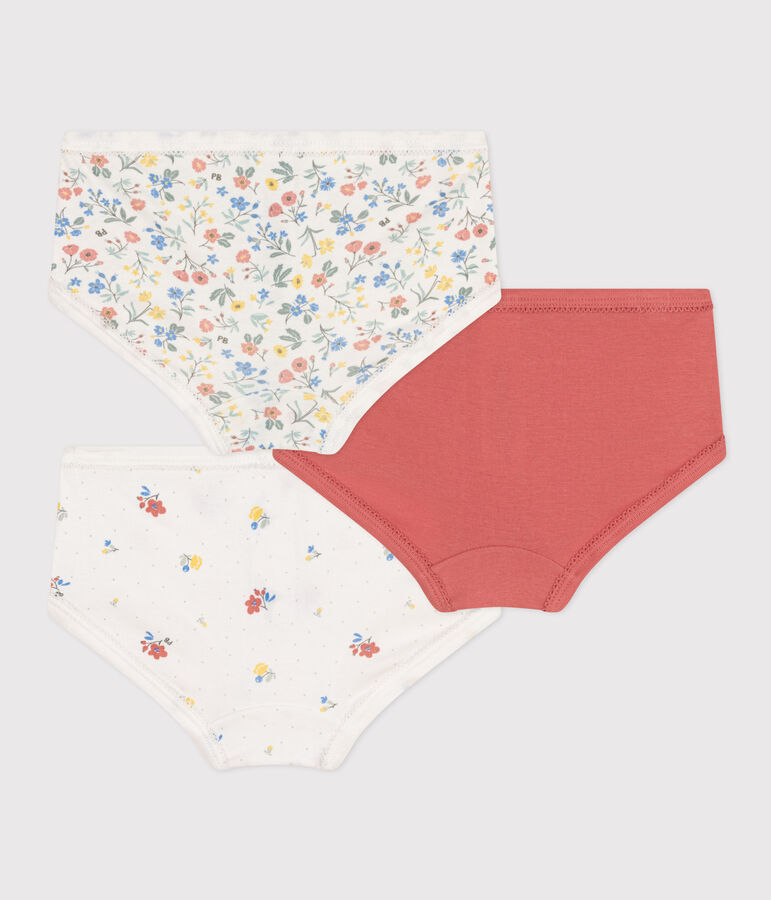 Confezione da 3 culotte a vita alta in cotone a fiori bambino multicolore