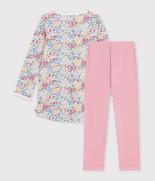 Camicia da notte e leggings bambina in tubique a fiori rosa/multicolore