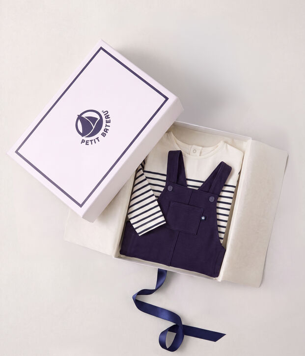 Set regalo con T-shirt e salopette in cotone neonato multicolore
