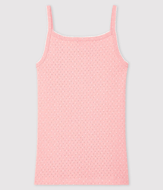 Canottiera con spalline fantasia Donna rosa/bianco
