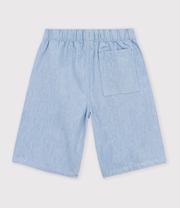 Bermuda corti in cotone tinta unita bambino blu