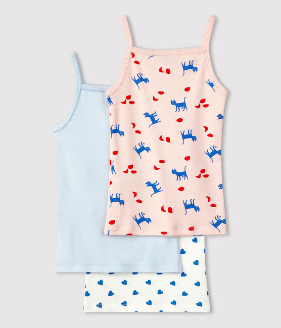 Confezione da 3 canottiere con spalline e gatti bambina cotone variante 1