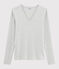 T-shirt scollo a V iconica in cotone Donna grigio BELUGA CHINE