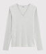 T-shirt scollo a V iconica in cotone Donna