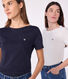Iconica T-shirt da donna con collo da ammiraglio in cotone 