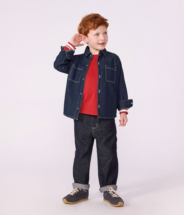 Camicia di denim tinta unita bambino blu