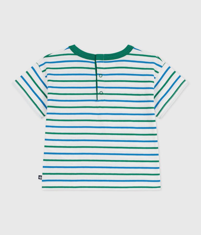 T-shirt a maniche corte in cotone a righe neonato bianco/multicolore