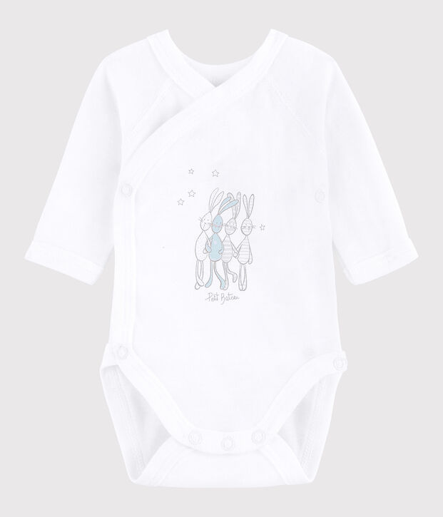 Body incrociato a manica lunga beb&egrave; unisex bianco