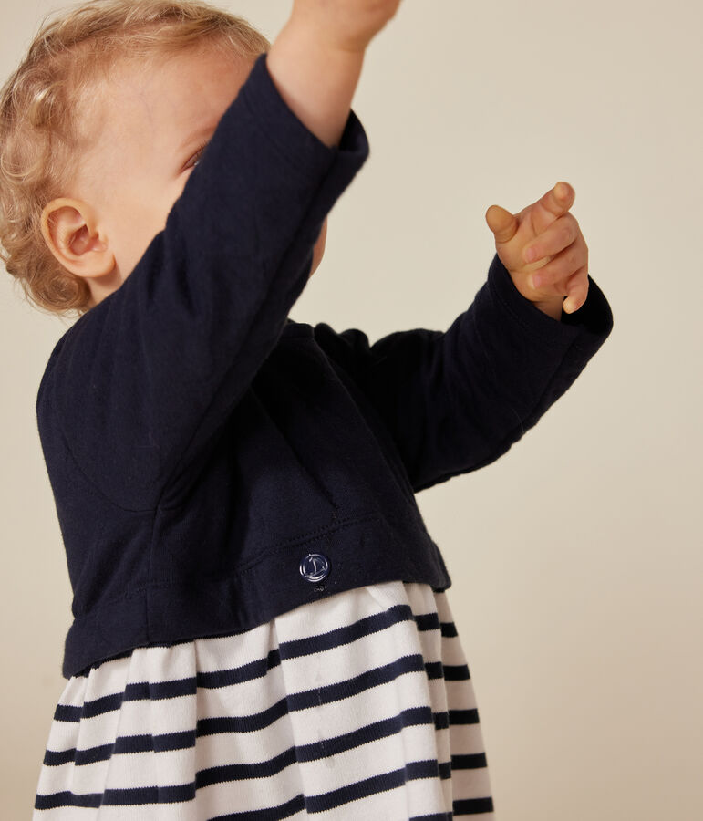 Abito a maniche lunghe in tubique neonato blu/bianco