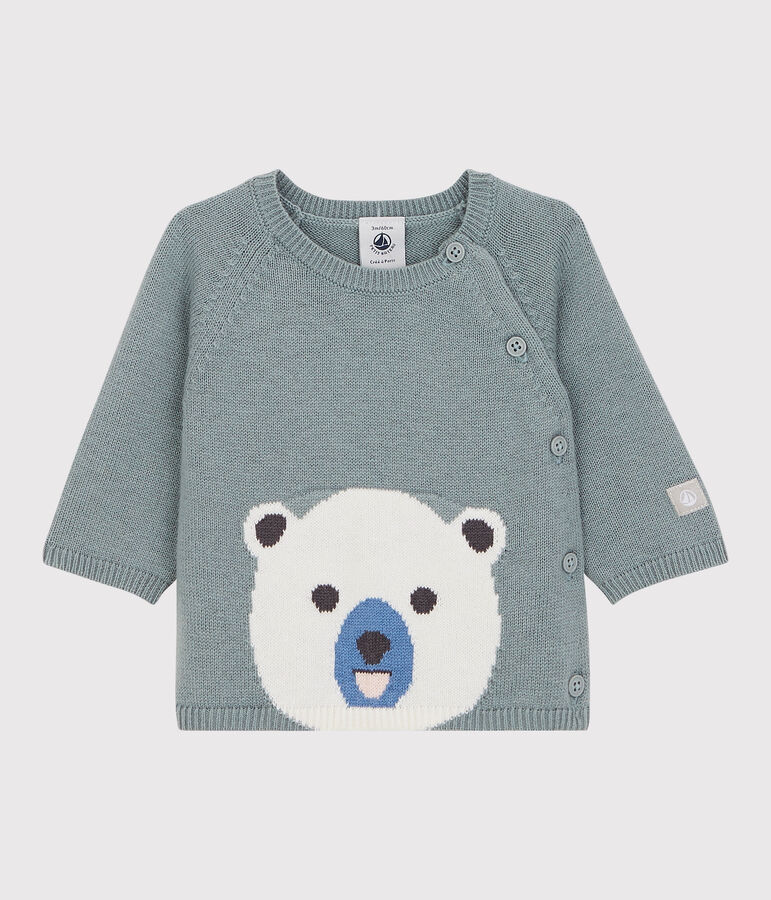 Cardigan orso beb&egrave; in maglia di lana e cotone grigio SEDUMBLUE