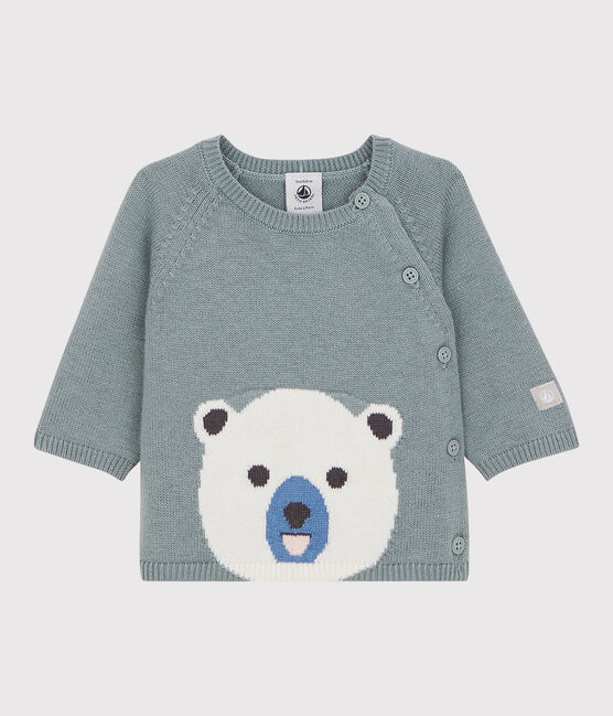 Cardigan orso bebè in maglia di lana e cotone grigio SEDUMBLUE
